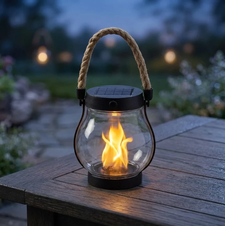 Solar Tuinlantaarn – 2 Stuks met Vlameffect & USB-C