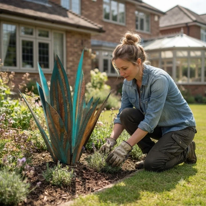 Metalen Agave – Weerbestendig Tuinbeeld met Decoratieve Roestlook