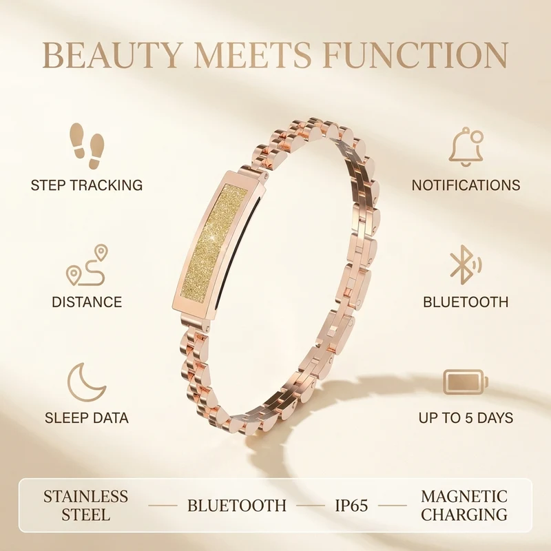 Fitness Tracker Dames – Stappenteller, Slaapregistratie & Elegant Design
