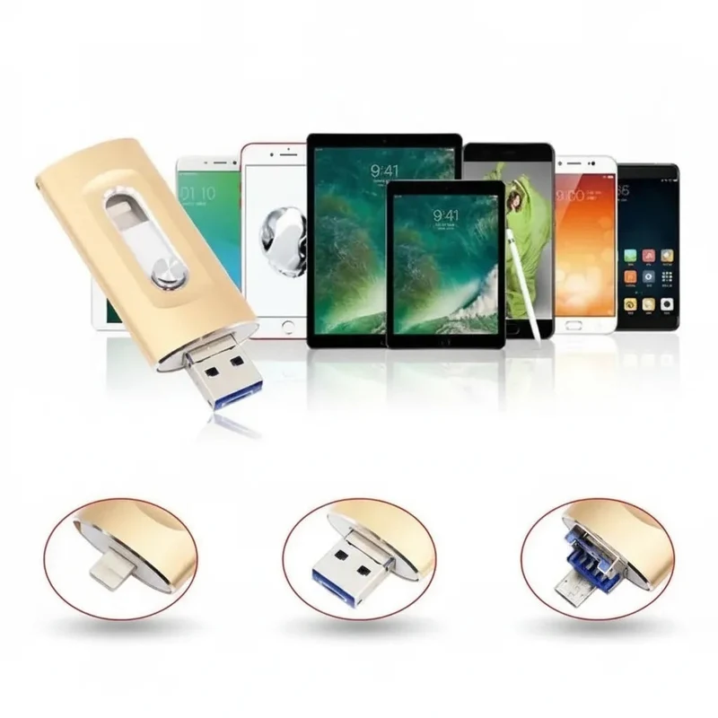 USB Stick 256GB – 3-in-1 Opslag voor iPhone, Smartphone & PC