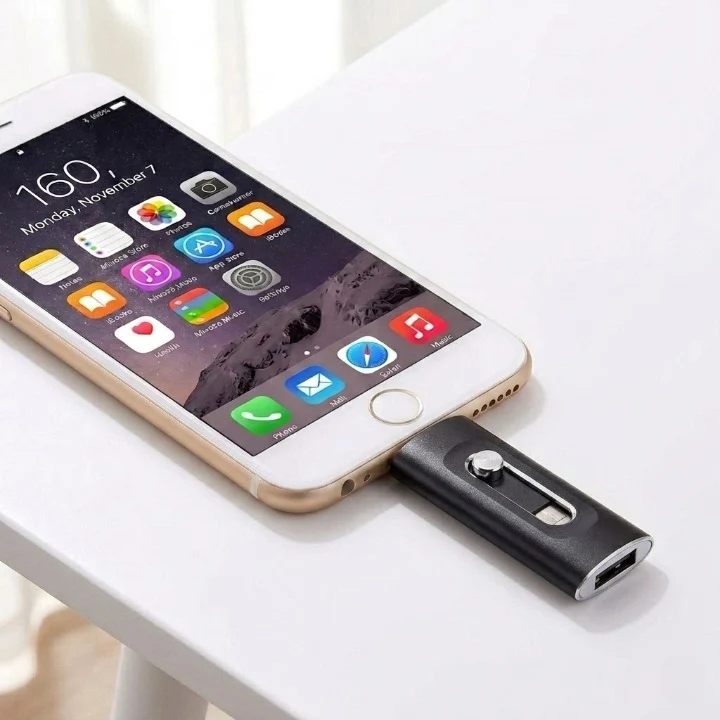 USB Stick 256GB – 3-in-1 Opslag voor iPhone, Smartphone & PC