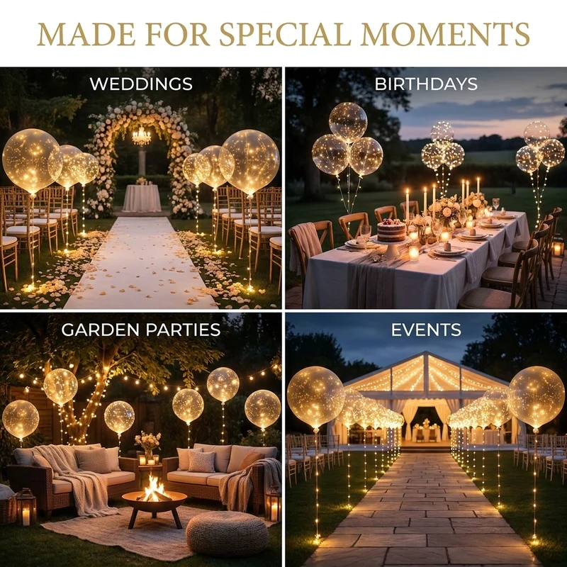 LED Ballonnen – 10 Stuks met Lichtsnoer voor Feesten & Bruiloften