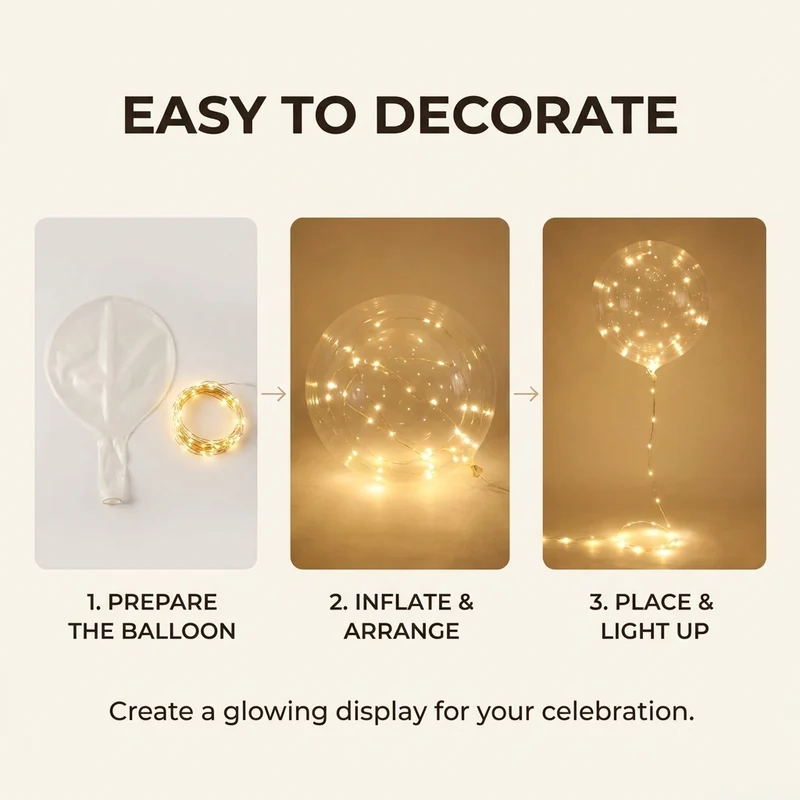 LED Ballonnen – 10 Stuks met Lichtsnoer voor Feesten & Bruiloften