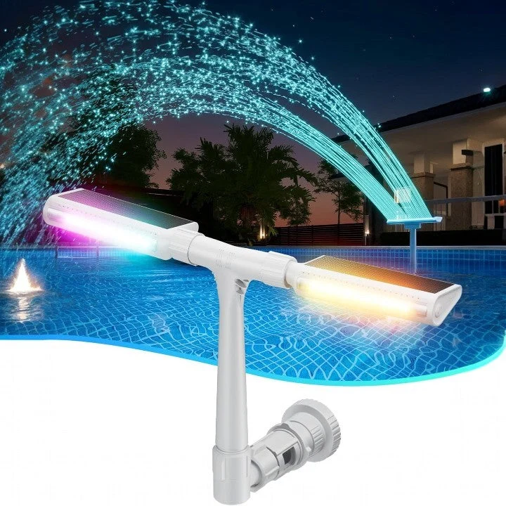 Zwembad Fontein – Solar RGB Verlichting met Dubbele Waterstraal