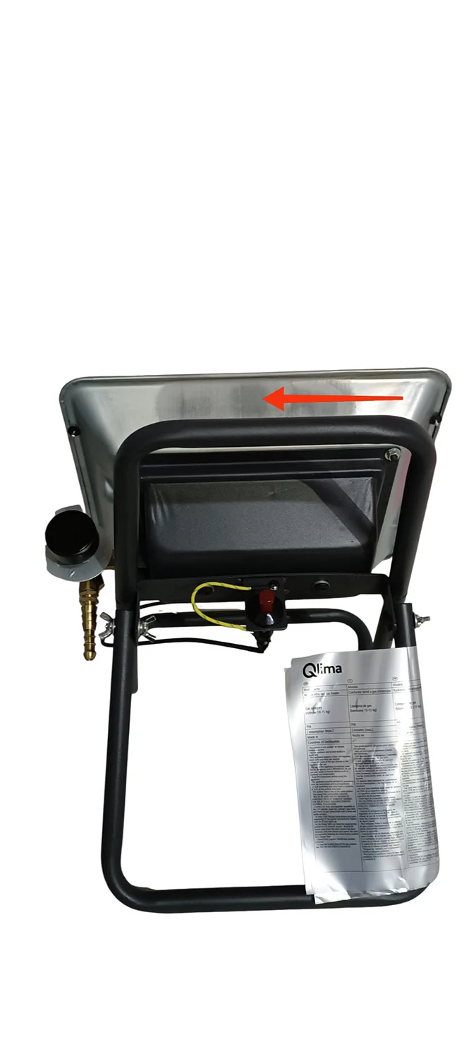 Stufa a Gas Gpl da Interno con Supporto 3,5kW Qlima FGHX145 Silver e Nero Seconda Scelta