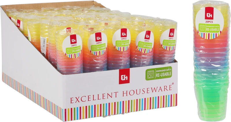 20 BICCHIERI 30ML MULTICOLOR RIUTILIZZABILI COLORI ASSORTITI