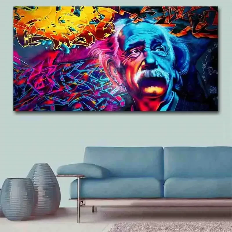 Toile Art Mural Einstein Graffiti - Décoration Unique Salon