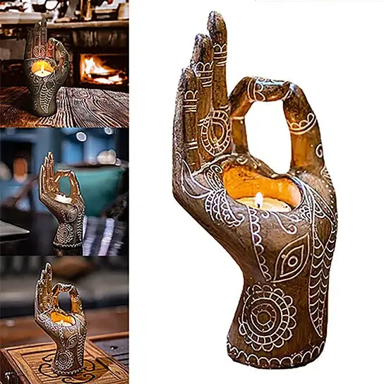Bougeoir Main Bouddha - Déco Zen - Sérénité