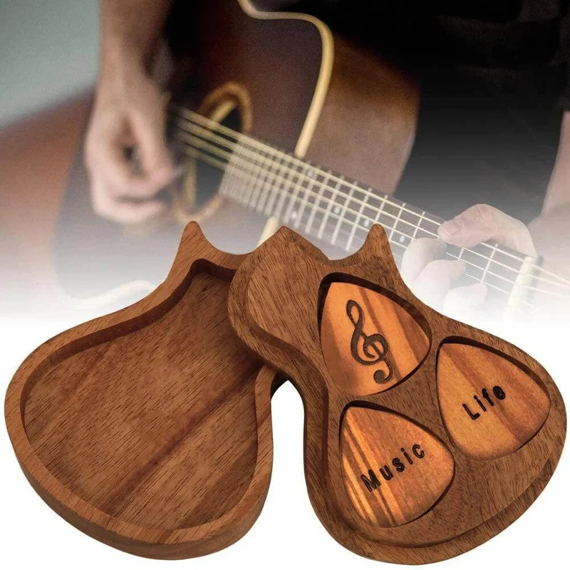 Piques Guitare Bois Gravées - Coffret Cadeau Musicien