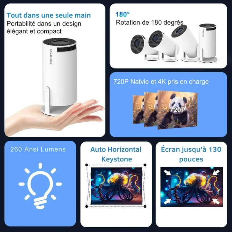 Mini Projecteur Portable Haute Définition 4K