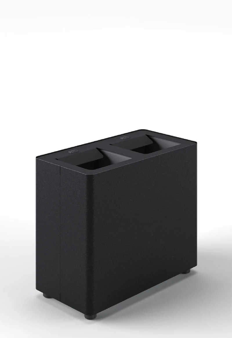 Pattumiera a 2 Scomparti Totale 24 L 48,5x25,5x39 cm con Contenitori Interni in Acciaio Verniciato Nero