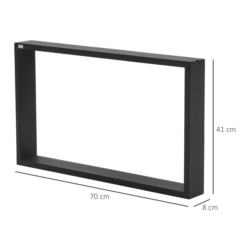 Set 2 Gambe per Tavolino Rettangolari Stile Industriale 70x8x41 cm Capacità 60 kg in Acciaio Nero