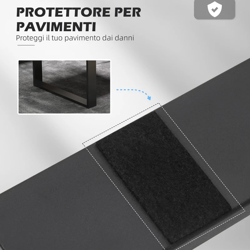 Set 2 Gambe per Tavolino Rettangolari Stile Industriale 70x8x41 cm Capacità 60 kg in Acciaio Nero