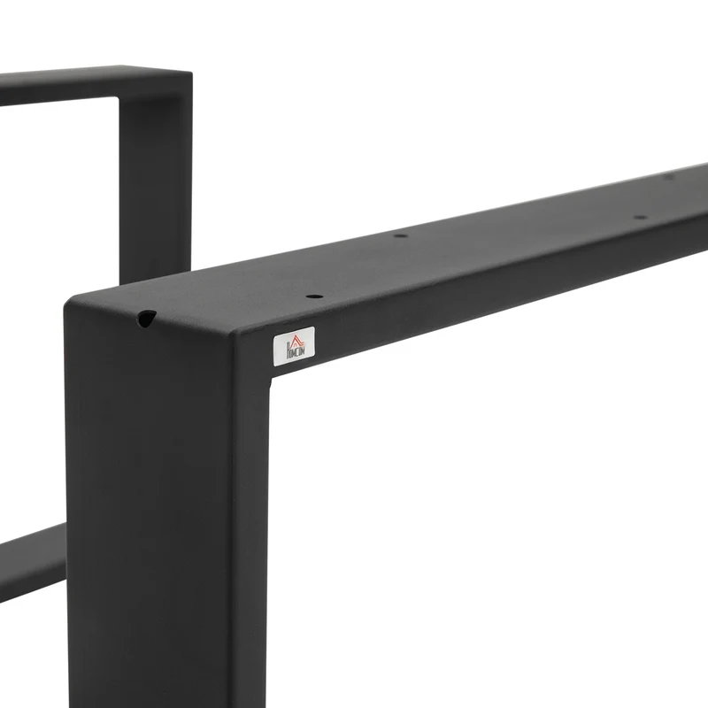 Set 2 Gambe per Tavolino Rettangolari Stile Industriale 70x8x41 cm Capacità 60 kg in Acciaio Nero
