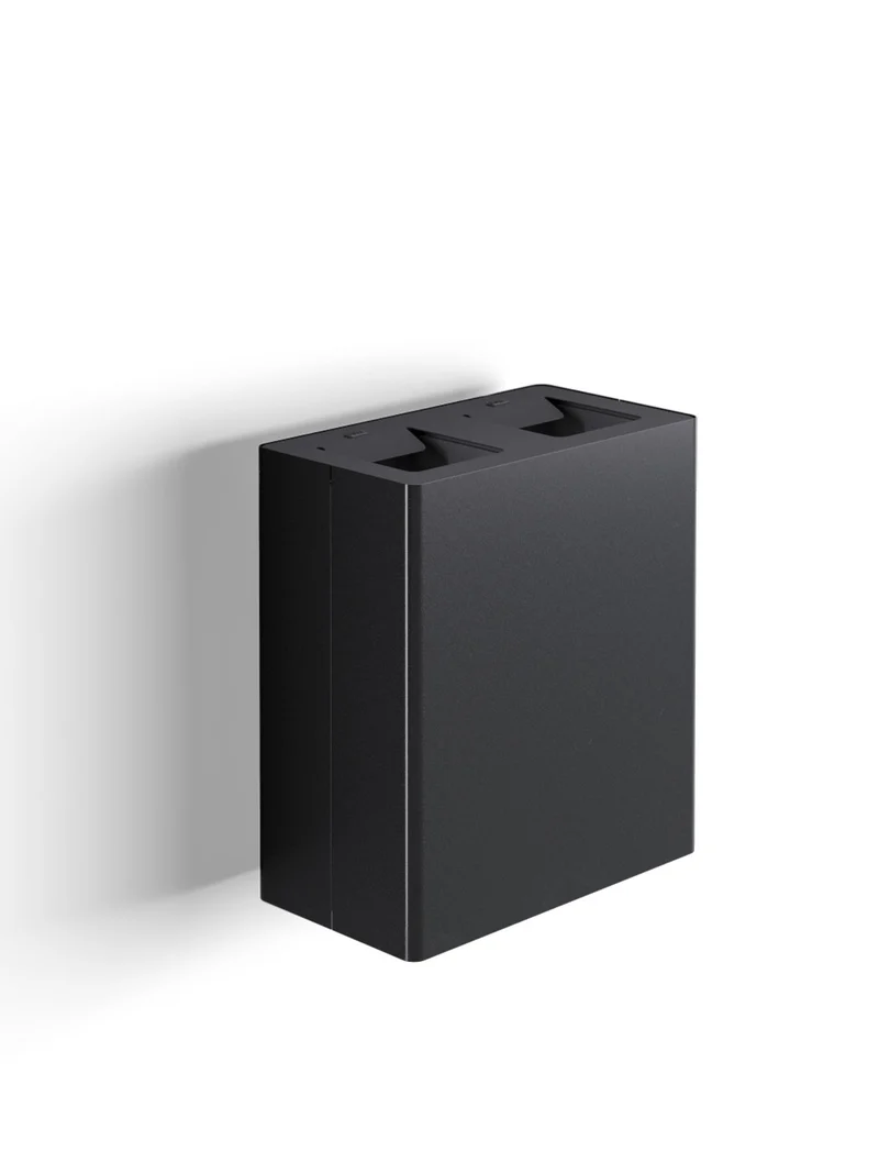Pattumiera a Muro a 2 Scomparti Totale 40 L 51x28x56 cm con Contenitori Interni in Acciaio Verniciato Nero