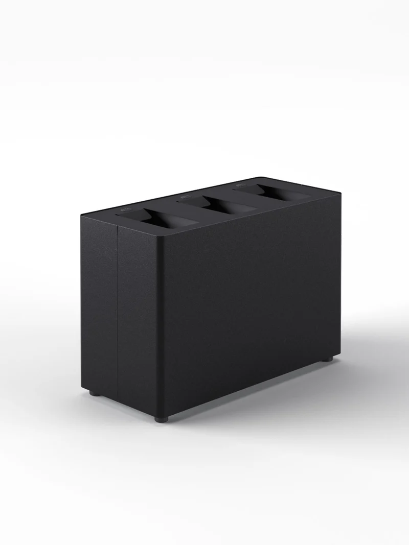 Pattumiera a 3 Scomparti Totale 72 L 71,5x33x49 cm con Contenitori Interni in Acciaio Verniciato Nero