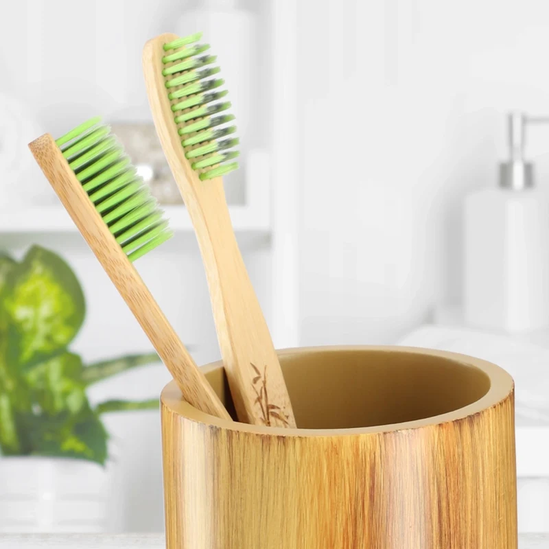 Set da bagno KADAX 3 in 1: dispenser di sapone per WC, spazzolino e bicchiere, colore marrone.