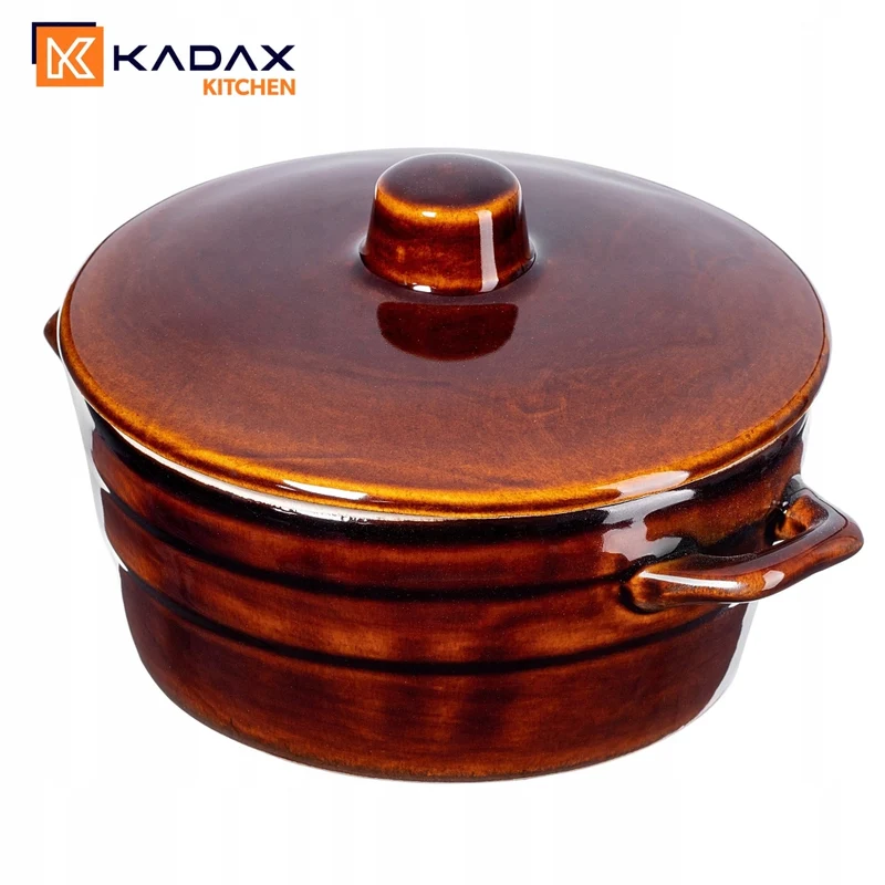 Pentola KADAX per conservare cavolo e cetrioli sott'aceto in strutto, in gres, 0,6 l, a forma di barile polacco.