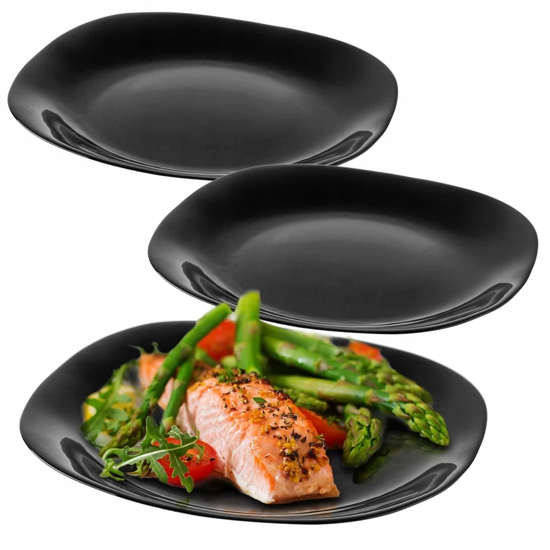 Set di 3 piatti piani KADAX da 28 cm, colore nero.