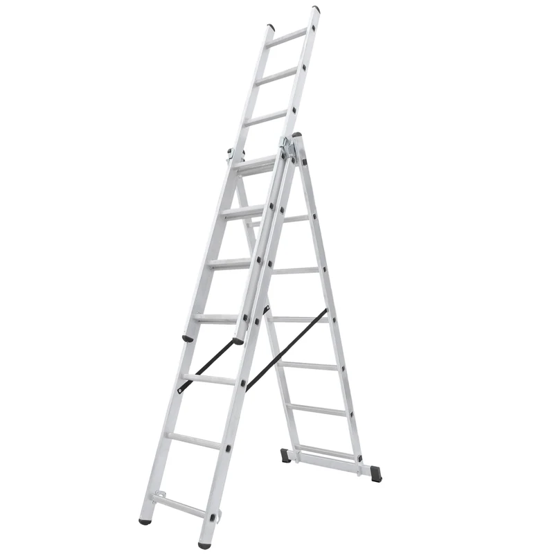 Scala universale in alluminio KADAX 3x8 pieghevole a doppia faccia, robusta + gancio