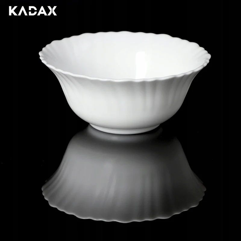 Ciotola da insalata in vetro KADAX, ideale per insalata, frutta e snack, bianca, 13 cm.