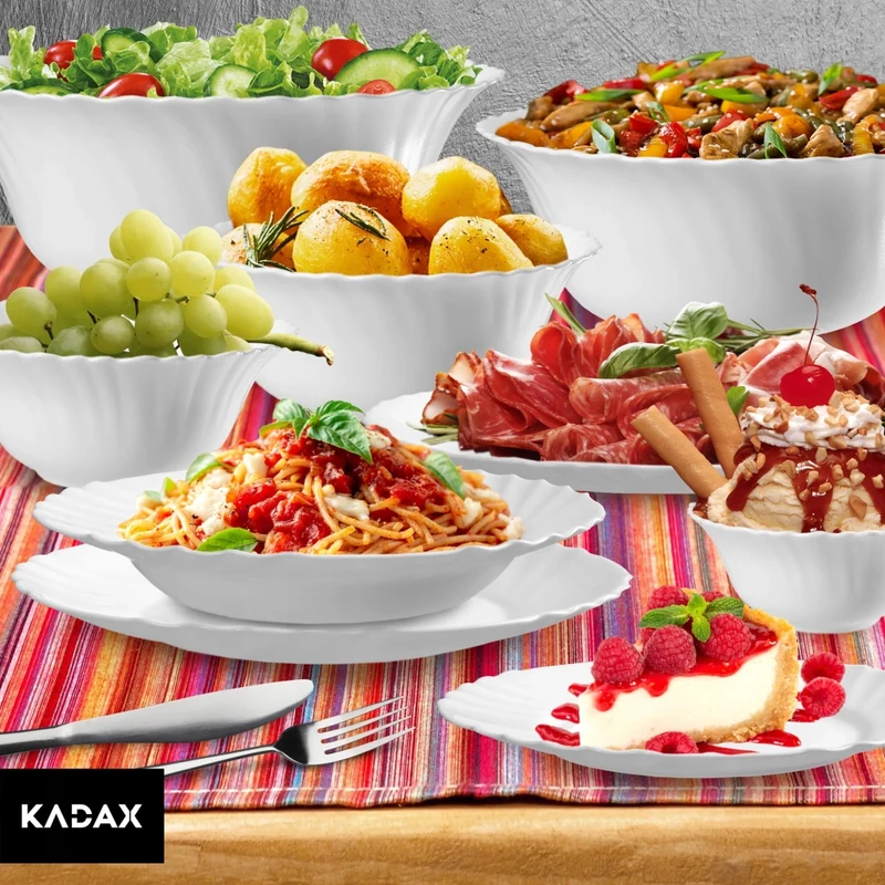 Ciotola da insalata in vetro KADAX, ideale per insalata, frutta e snack, bianca, 13 cm.