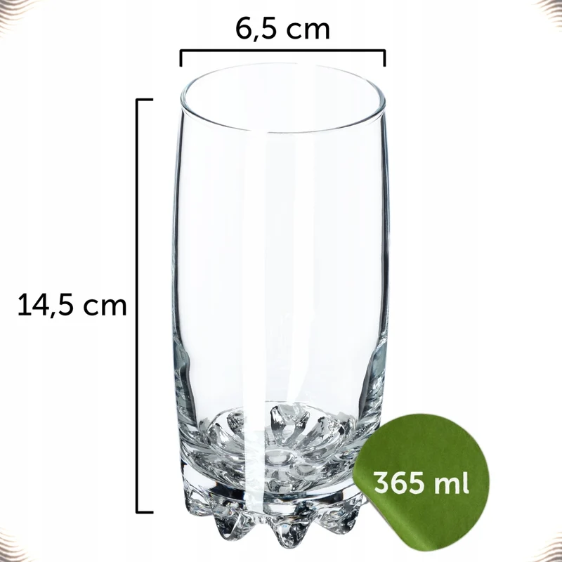 Bicchieri KADAX per bevande, whisky, succhi di frutta, set da 6 bicchieri, 365 ml