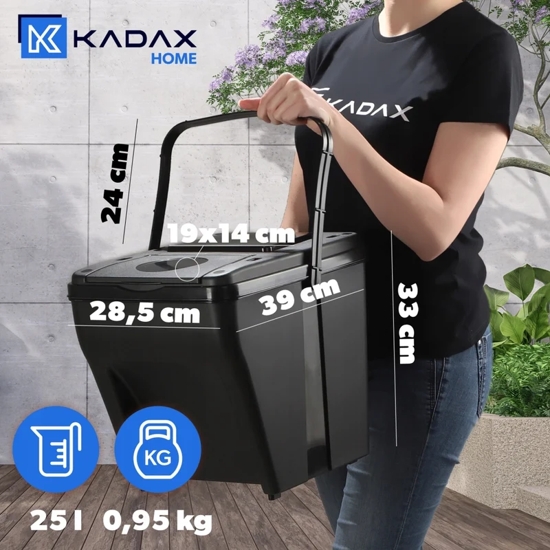 Set di 3 adesivi per contenitori per rifiuti KADAX da 25 litri, per la raccolta differenziata.
