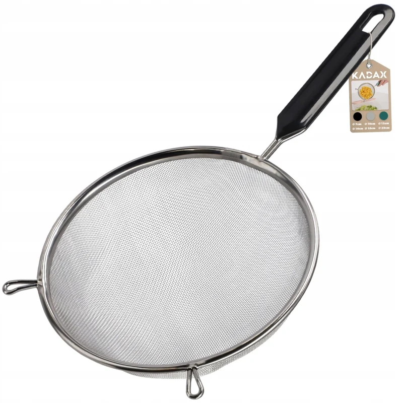 Colino da cucina KADAX con manico in acciaio per setacciare la farina, 10 cm di spessore
