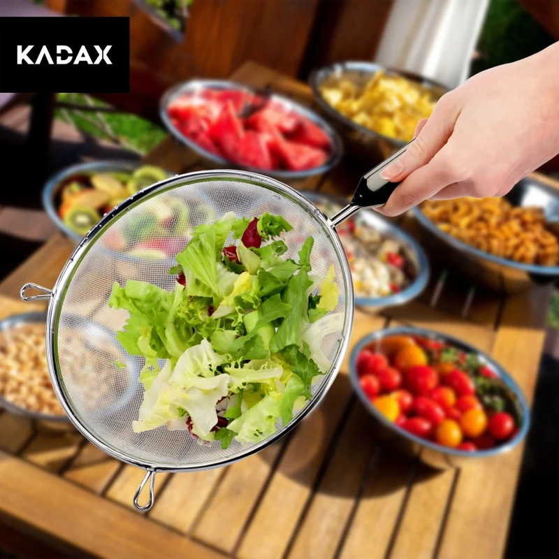 Colino da cucina KADAX con manico in acciaio per setacciare la farina, denso, 12 cm