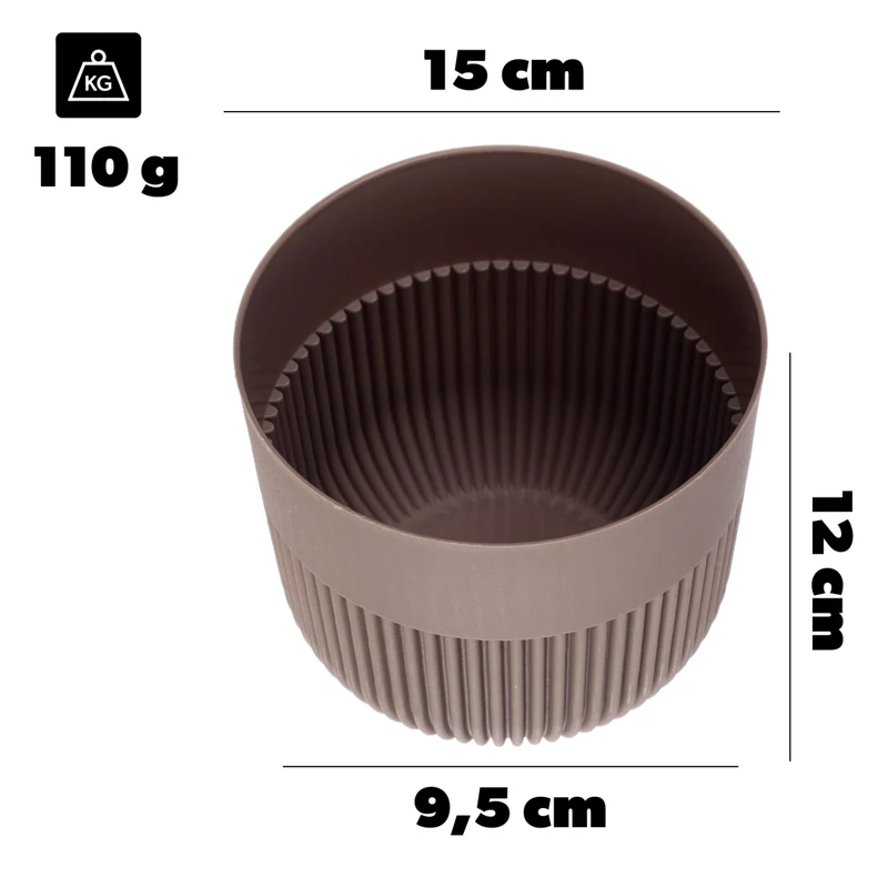 Vaso da fiori KADAX, Coprivaso, 15 cm, Plastica, Rotondo, A coste, Beige