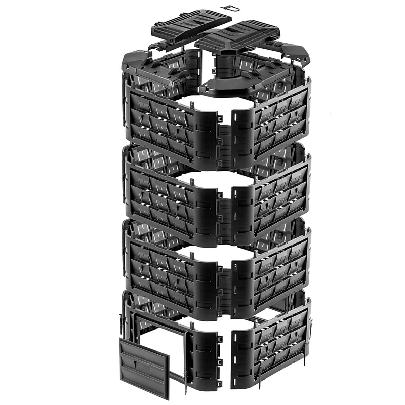 Compostiera modulare da giardino KADAX, nera, resistente al gelo, grande XXL, 1250 litri.