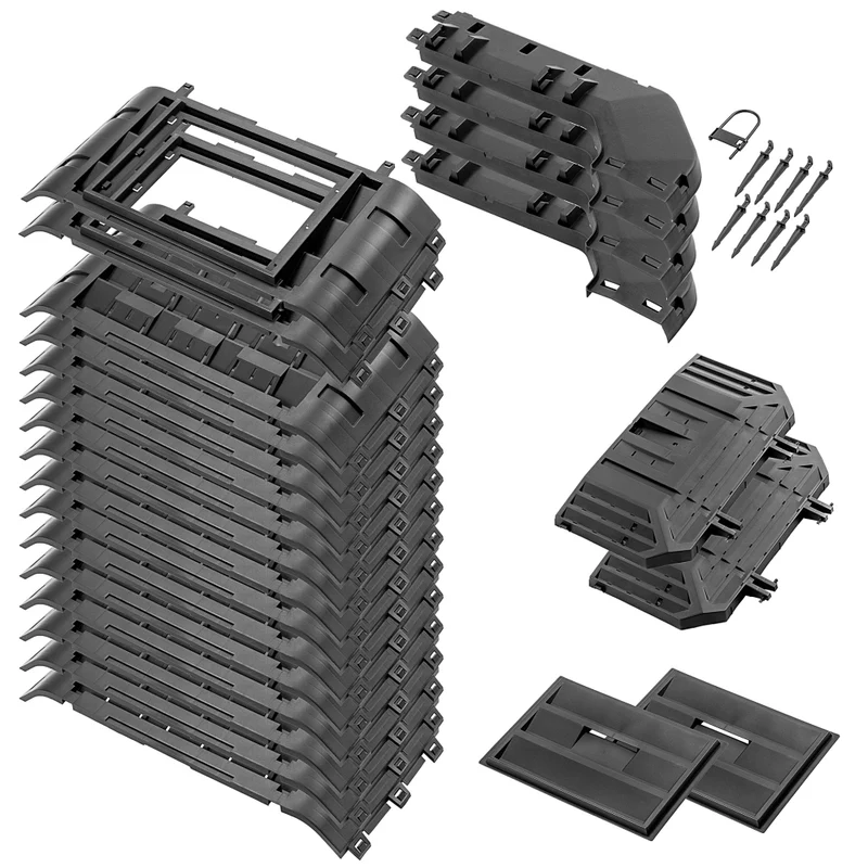 Compostiera modulare da giardino KADAX, nera, resistente al gelo, grande XXL, 1250 litri.