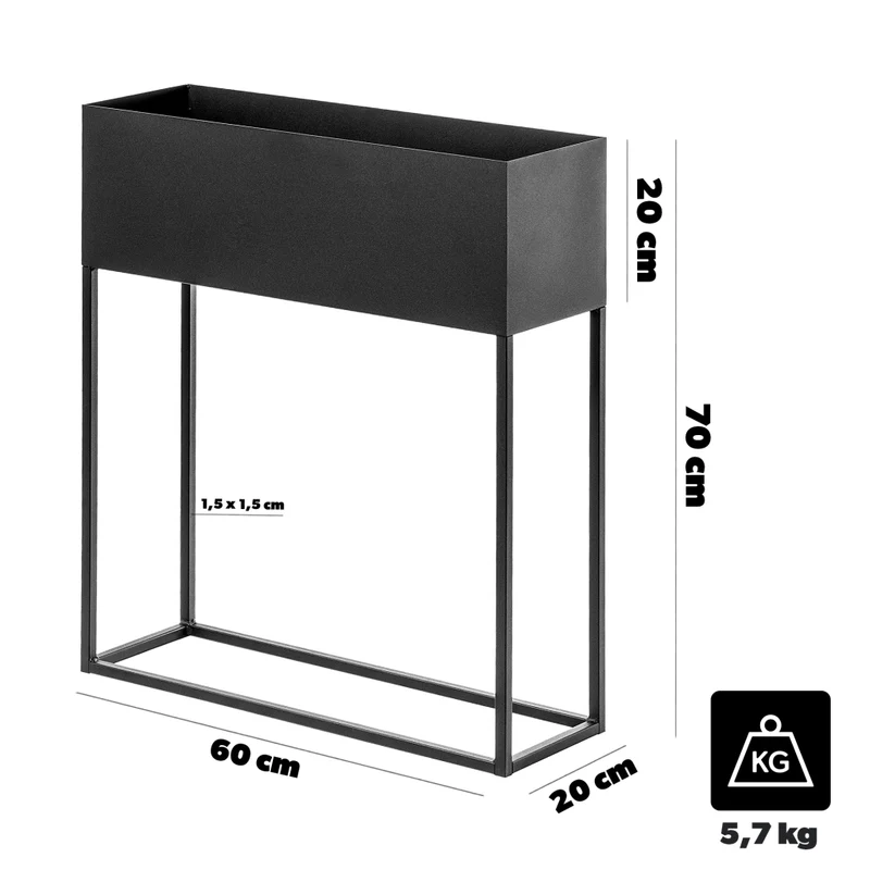 Supporto per fiori KADAX Loft in metallo, vaso da fiori verticale 60x70cm