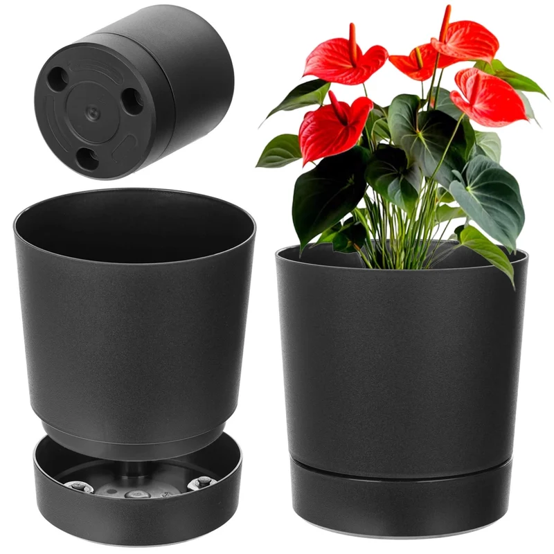 Vaso da fiori KADAX con supporto, rotondo, in plastica, 27,5 cm