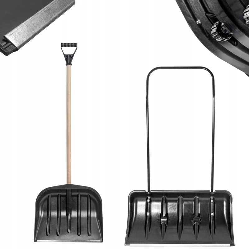 Set pala da neve KADAX con ruote e manico in legno