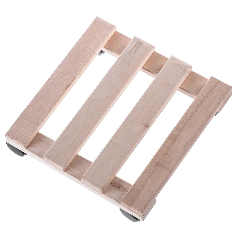 Supporto per vaso da fiori KADAX, fioriera in legno su ruote, piattaforma quadrata 30 cm
