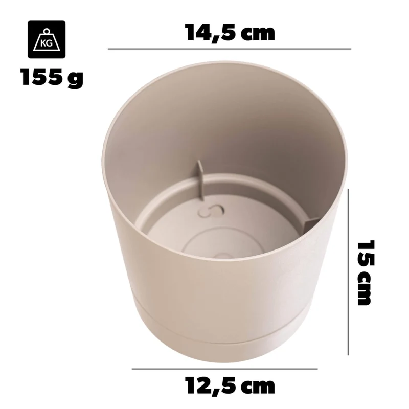 KADAX Vaso da fiori con coprivaso e sottovaso, rotondo, 14,5 cm, set da 2
