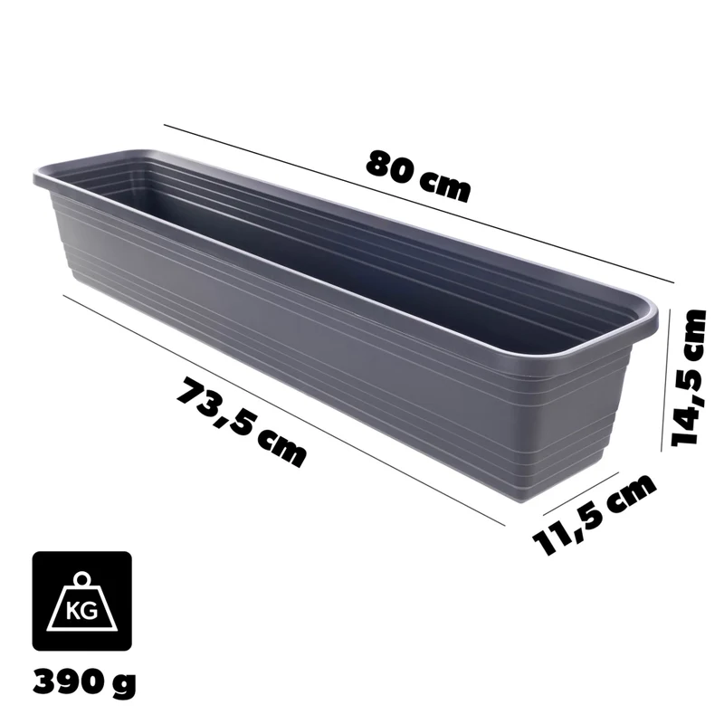 Fioriera da balcone KADAX, vaso da fiori, 80 cm, antracite, fioriera Kadax