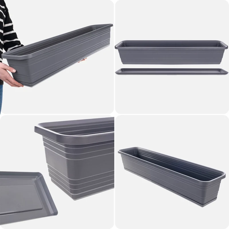 Vaso da fiori per balcone KADAX, 80 cm + sottovaso color antracite