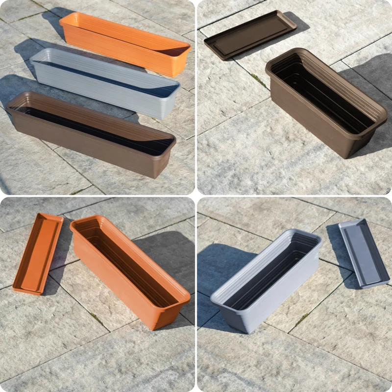Vaso da fiori per balcone KADAX, 80 cm + sottovaso color antracite