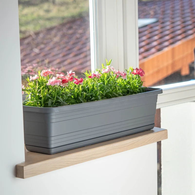 Vaso da fiori per balcone KADAX, 80 cm + sottovaso color antracite