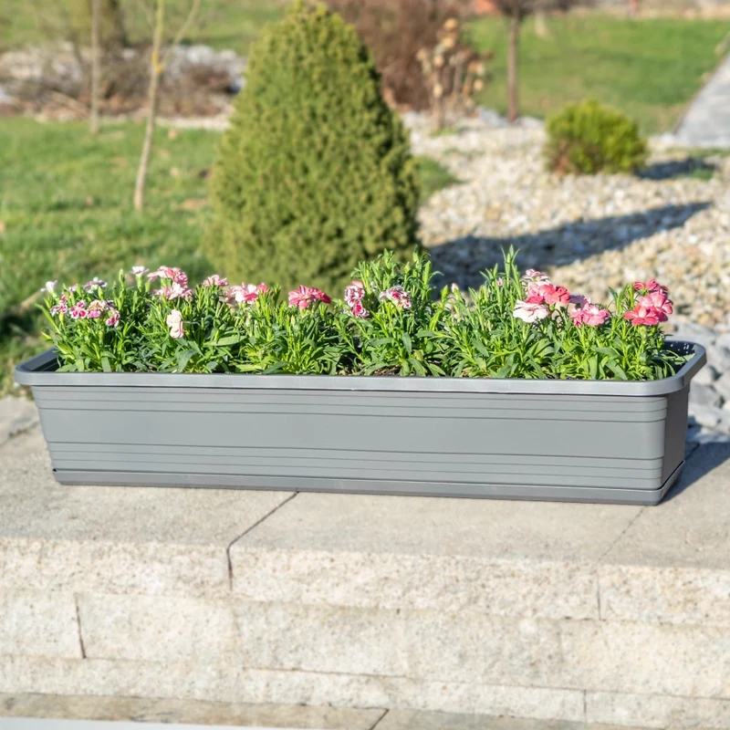 Vaso da fiori per balcone KADAX, 80 cm + sottovaso color antracite