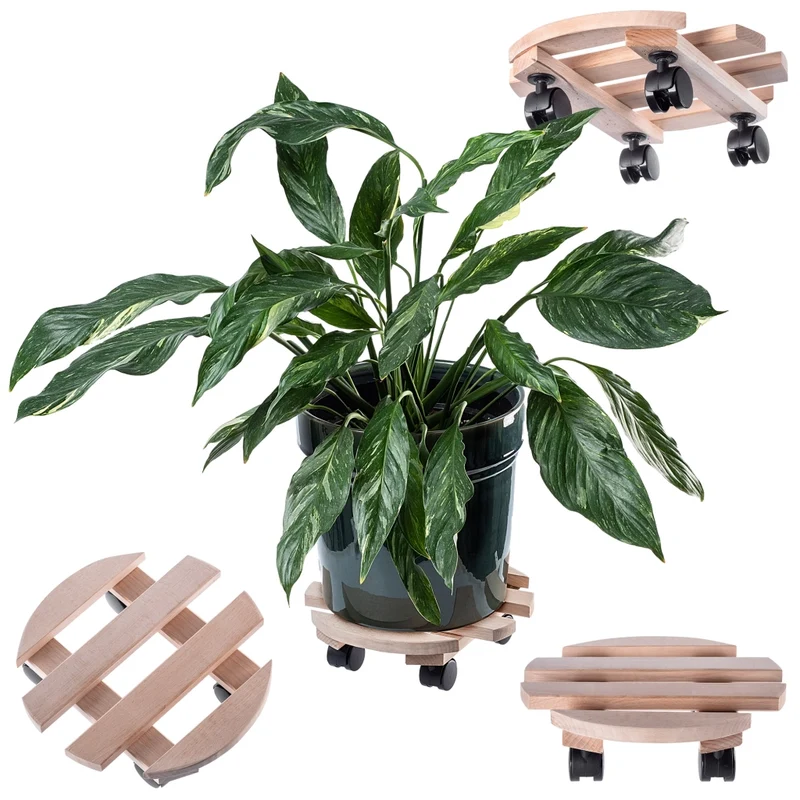 Supporto per vaso da fiori KADAX, piattaforma rotonda in legno, 30 cm