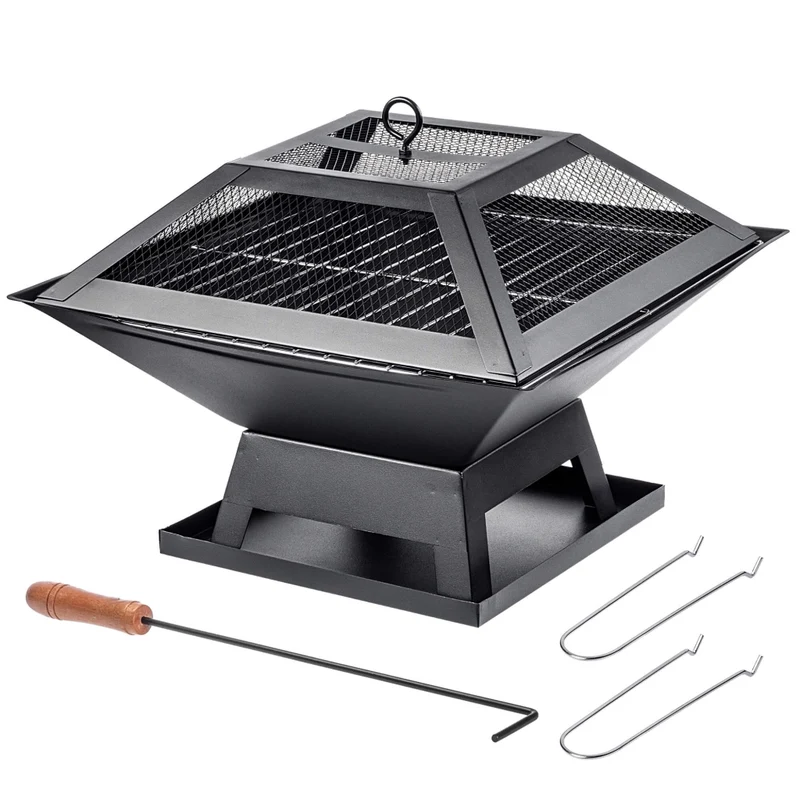 Barbecue a carbone da giardino KADAX, braciere, griglia con coperchio, 46 cm