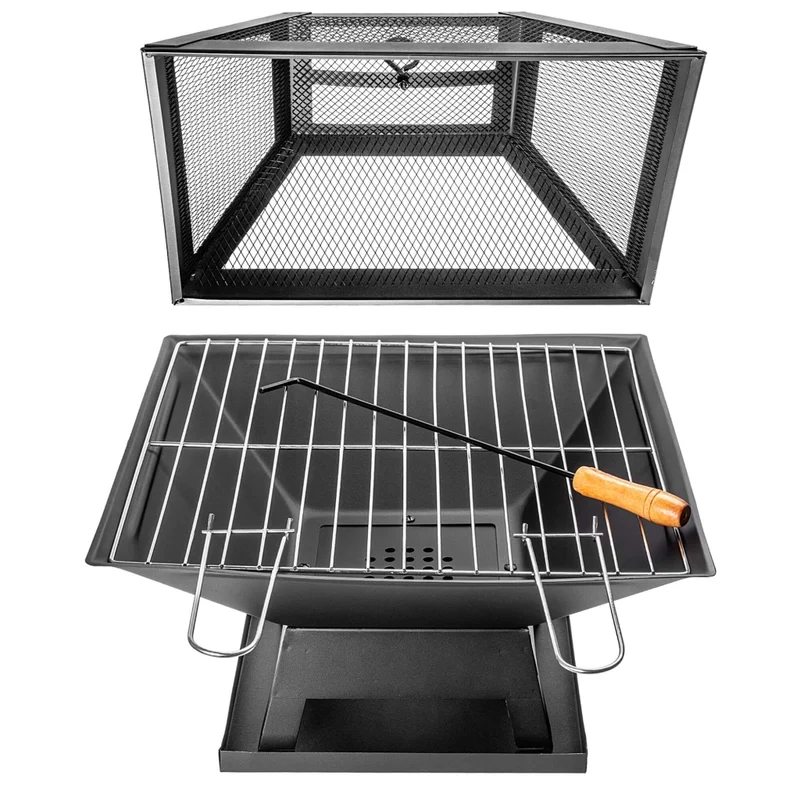 Barbecue a carbone da giardino KADAX, braciere, griglia con coperchio, 46 cm