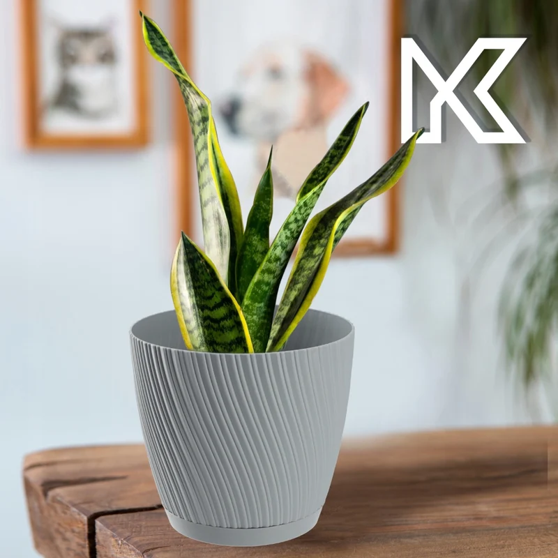 Vaso da fiori KADAX con supporto, coperchio, ciotola rotonda, 17 cm, grigio