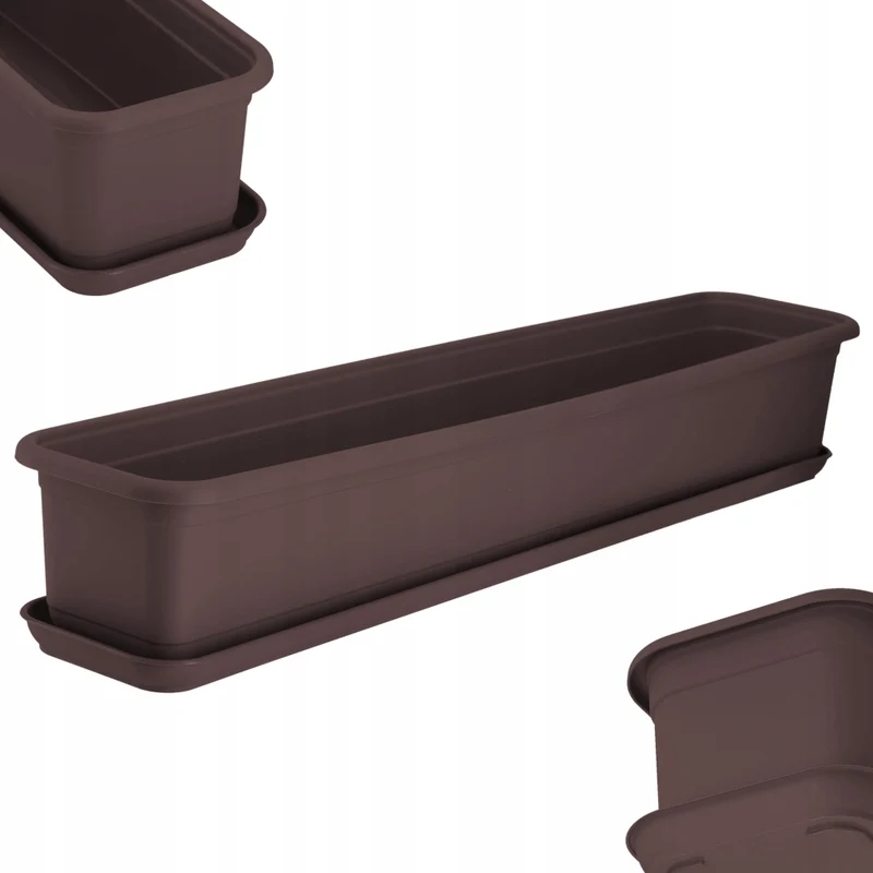 Vaso da fiori rettangolare KADAX per balcone, 80 cm con supporto in plastica.