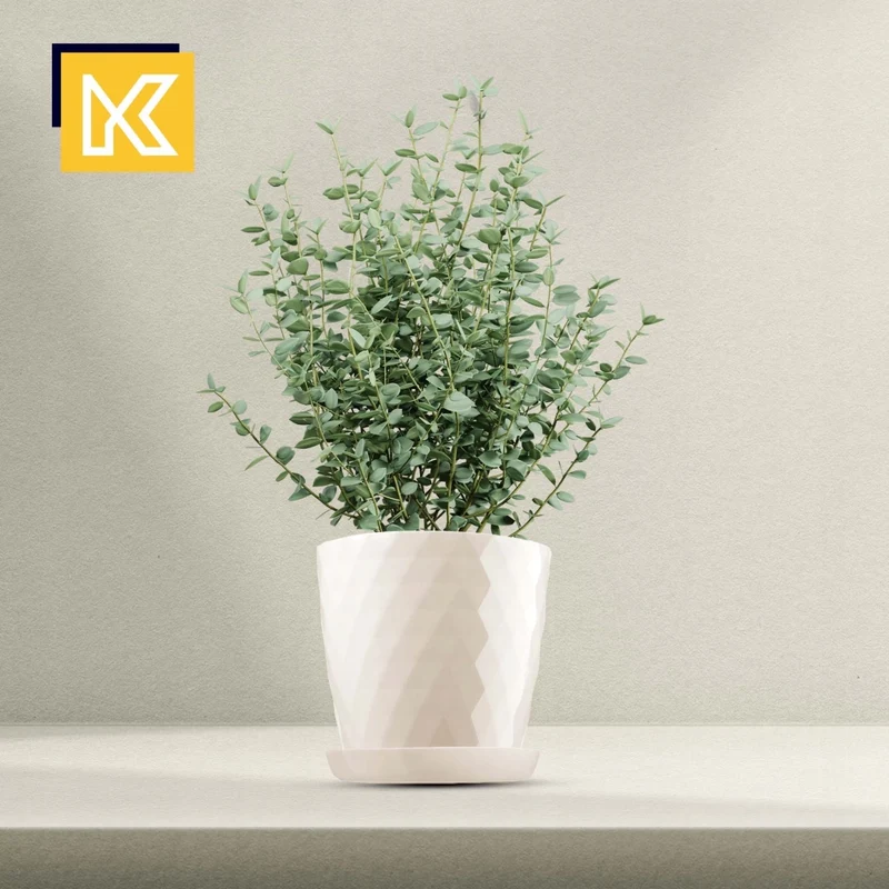 Vaso da fiori KADAX, coprivaso, 18 cm, supporto per fiori, plastica color crema, 3 pezzi.