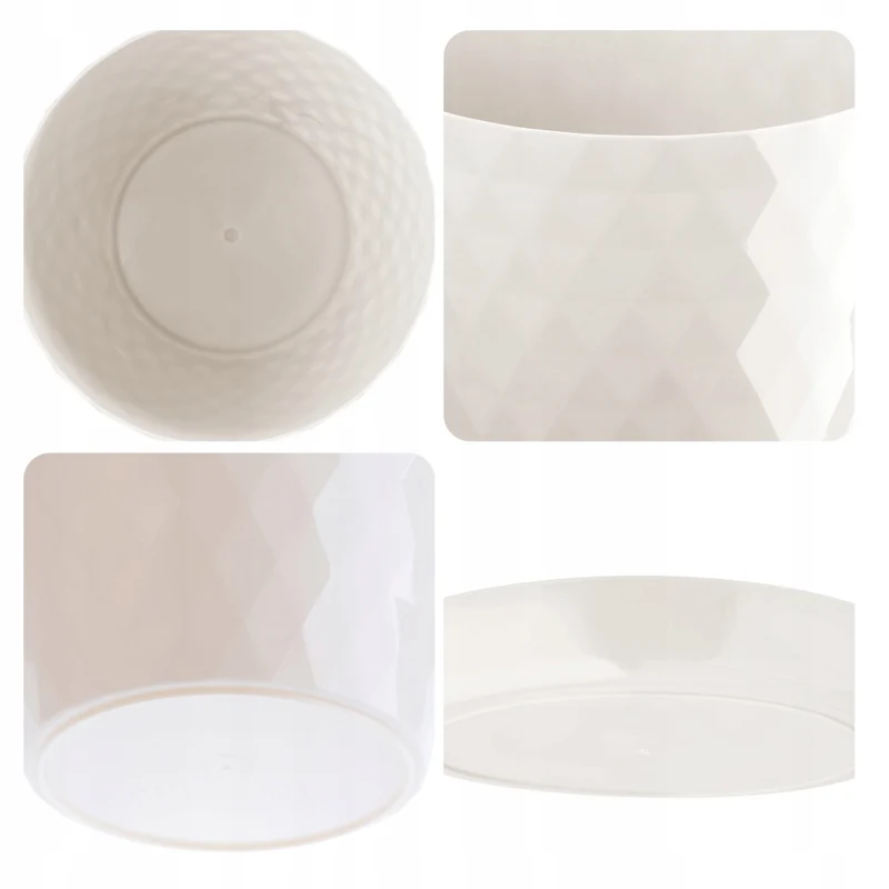 Vaso da fiori KADAX, coprivaso, 18 cm, supporto per fiori, plastica color crema, 3 pezzi.